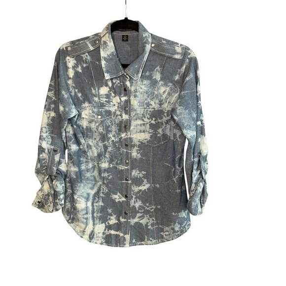ISDA & Co. Tops - ISDA & Co. Denim Tie Dye Snap Shirt Size Small
